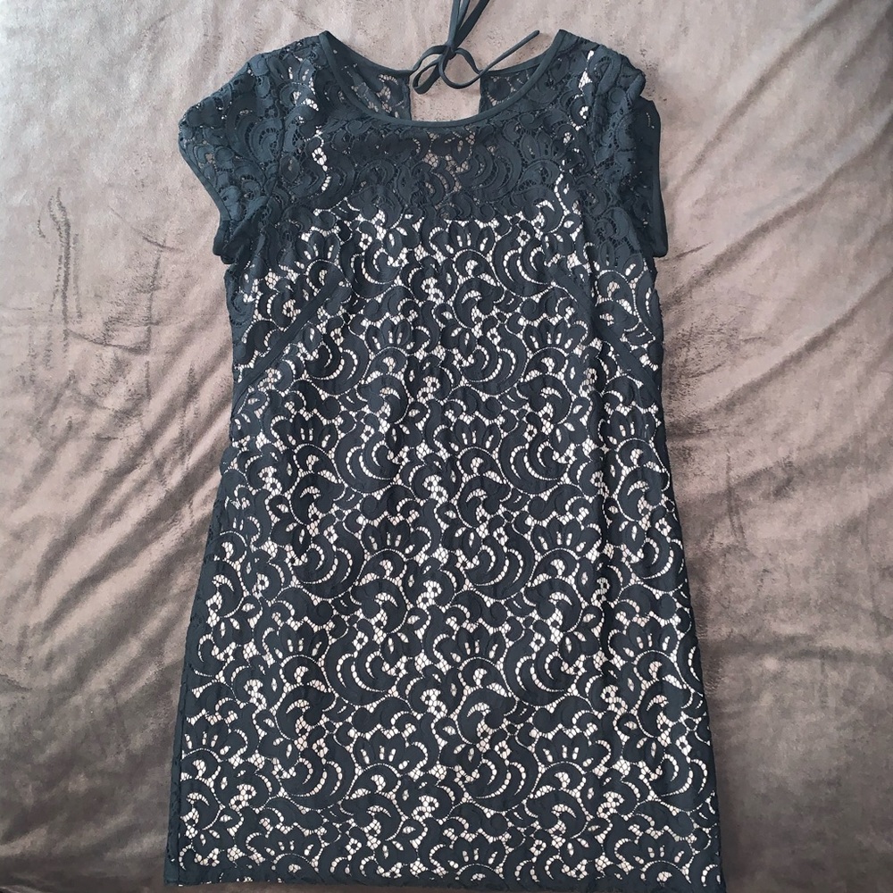 Nude and Black lace Dress